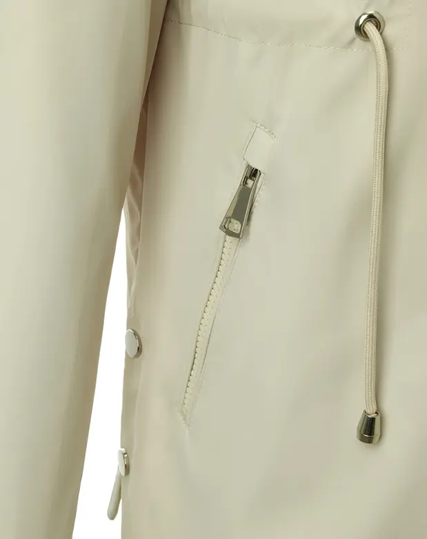 Hooded Windbreaker Jacket with Drawstring Waist