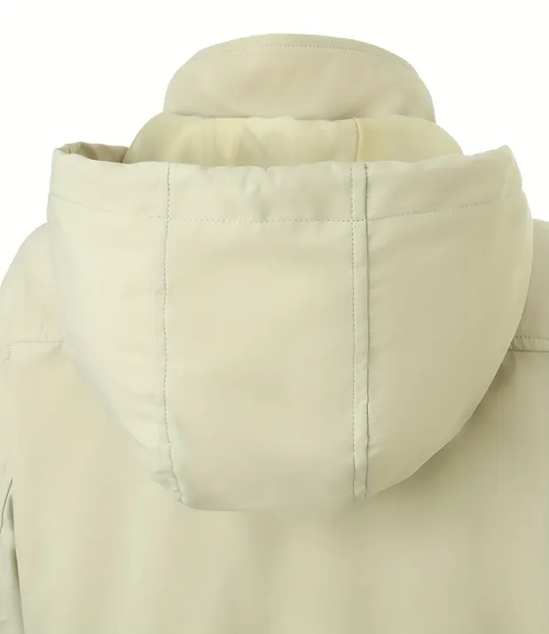 Hooded Windbreaker Jacket with Drawstring Waist